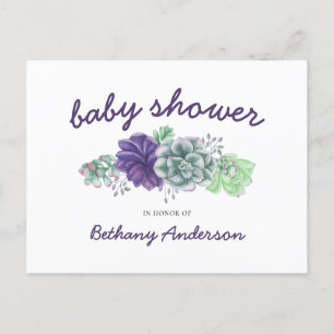 Baby Shower Watercolor Garland of Succulents Invitation Postcard
