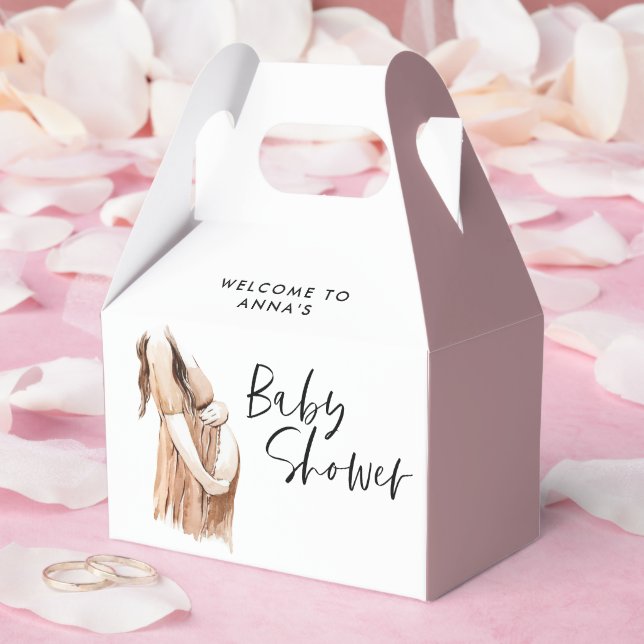 Baby shower watercolor illustration simple script favour box (Wedding)