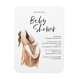 Baby shower watercolor illustration simple script magnet