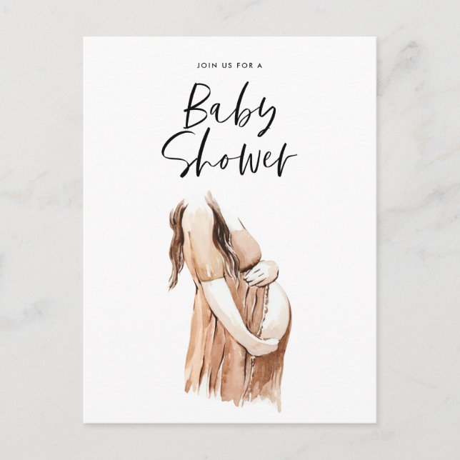 Baby shower watercolor illustration simple script postcard (Front)