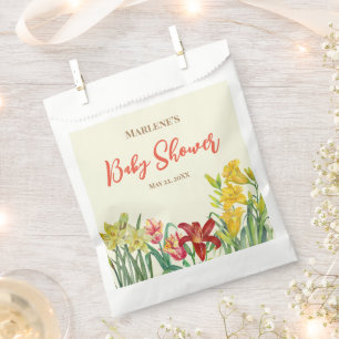 Baby Shower Watercolor Orange Yellow Spring Flower Favour Bags