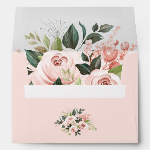 Baby Shower Watercolor Pink Floral Botanical Envelope