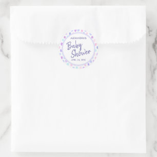 Baby Shower Watercolor Purple Party Favor Sticker