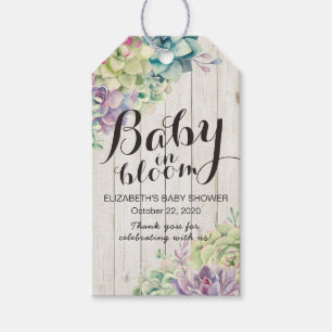 Baby Shower Watercolor Succulent Plants White Wood Gift Tags