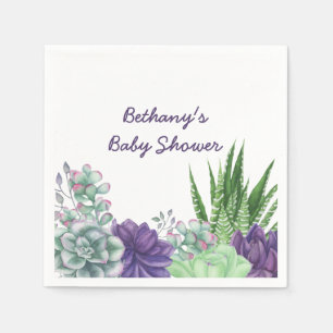 Baby Shower Watercolor Succulents Napkin