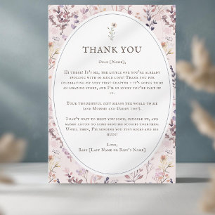 Baby Shower Watercolor, Wildflower Thank You Card