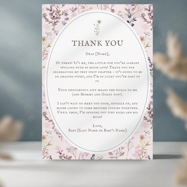 Baby Shower Watercolor, Wildflower Thank You Card (Creator Uploaded)