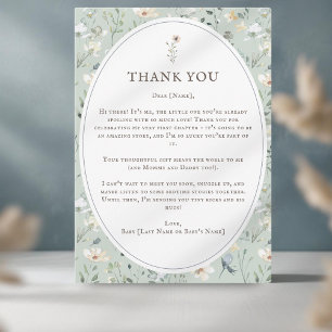 Baby Shower Watercolor, Wildflower Thank You Card