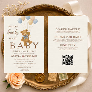 Baby Shower We Can Bearly Wait All in One Invitation