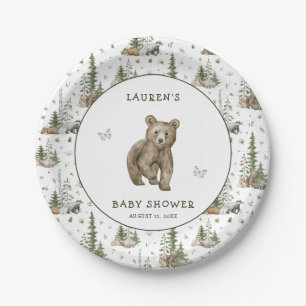 Baby Shower We Can Bearly Wait Woodland Animals Paper Plate