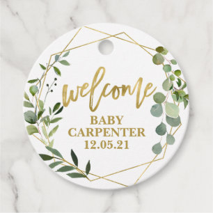Baby Shower welcome baby eucalyptus greenery Favour Tags