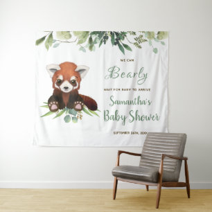Baby Shower Welcome Sign Cute Red Panda Bear Tapestry