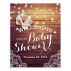 Baby Shower Welcome Sign Floral Lights Wood Lace