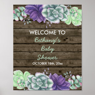 Baby Shower Welcome Sign Rustic Succulents