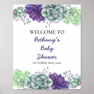 Baby Shower Welcome Sign - Watercolor Succulents