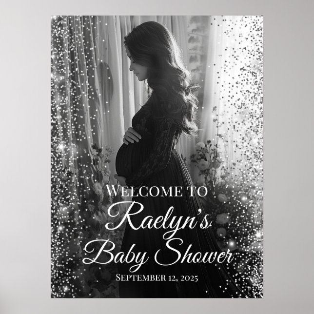 Baby shower welcome sign with photo (Front)