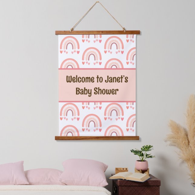 Baby shower welcome tapestry pink (Bedroom)