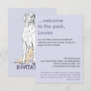 baby shower Welcome to the pack Great Dane Invite