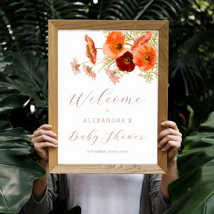 Baby Shower Welcome Wildflower Boho Fall Floral Poster