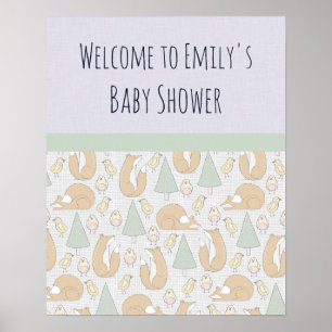 Baby Shower Welcome with Woodland Creatures Poster