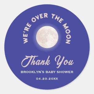 Baby Shower We're Over The Moon Fun Gender Neutral Classic Round Sticker