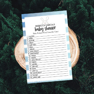 Baby Shower White Bunny Blue Word Scramble Game