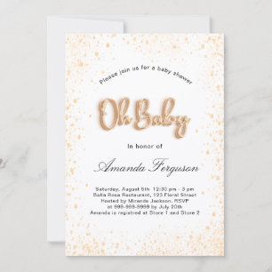 Baby Shower white gold glitter boy girl Invitation