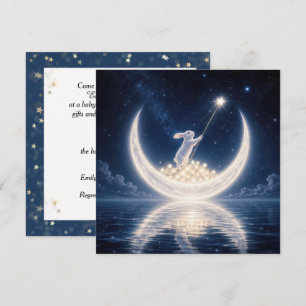 Baby Shower White Rabbit Collecting Stars Invitation