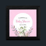Baby Shower White Snow Drops Pink Polka Dots Gift Box<br><div class="desc">Designed based on watercolor floral illustration of white snow drops by Farida Greenfield. Beautiful delicate white flowers which have just emerged in the end of winter, which look like sparkle of snow on the ground. It has pink white polka dots on the background and texts which can be personalised. Perfect...</div>