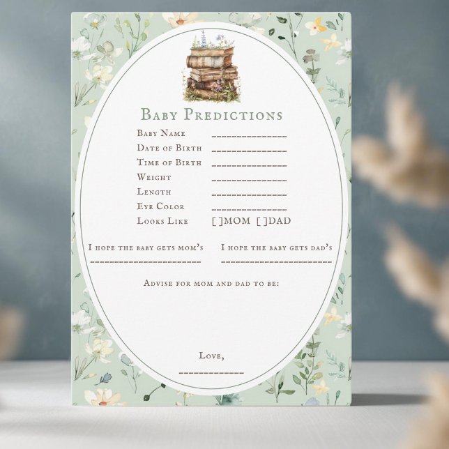 Baby shower wildflower game card prediction advice (Creator Uploaded)
