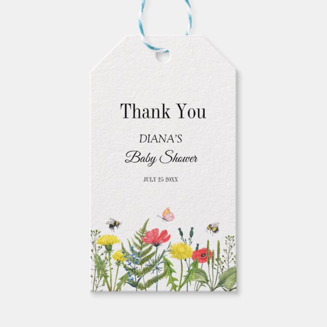 Baby Shower wildflower Gift Tags (Front)