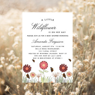 Baby Shower wildflowers butterflies retro Invitation
