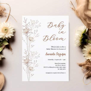 Baby shower wildflowers in bloom beige cream invitation