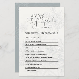 Baby shower winter snowflake quiz gender neutral