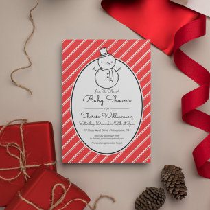 BABY SHOWER   Winter Snowman Candy Cane Invitation