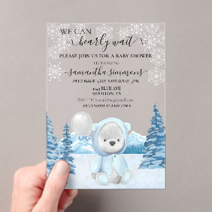 Baby shower Winter Teddy Bear  Acrylic Invitations