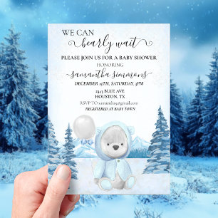 Baby shower Winter Teddy Bear  Acrylic Invitations
