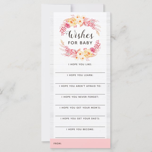 Baby Shower Wish Game Shabby Chic Rustic Floral (Front)