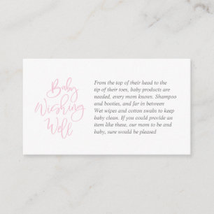 Baby Shower, Wishing Well, Creative pink Script Enclosure Card
