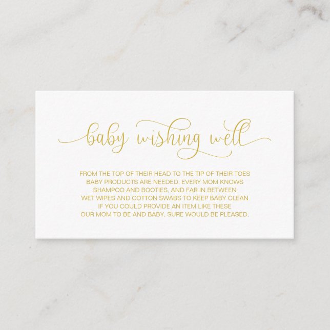 Baby Shower, Wishing Well, Hand Lettered Gold Enclosure Card (Front)