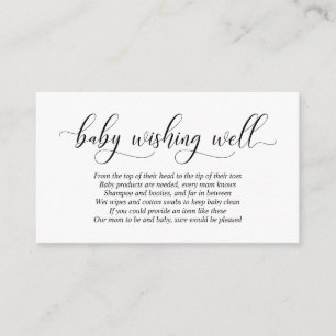 Baby Shower, Wishing Well, Modern Black Script Enclosure Card