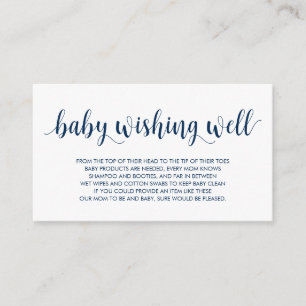 Baby Shower, Wishing Well, Modern Rustic Navy Blue Enclosure Card