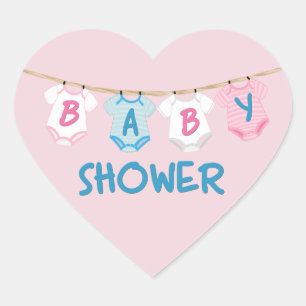 Baby Shower with Baby Clothes Heart Sticker