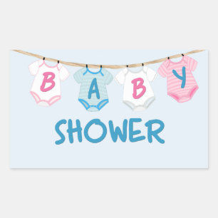 Baby Shower with Baby Clothes Rectangular Sticker