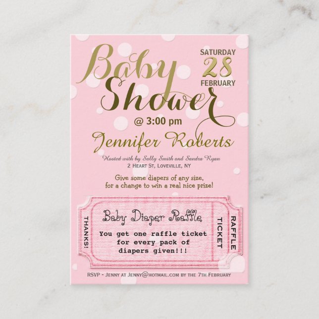 Baby Shower with Diaper Raffle Ticket Enclosure Card (Front)