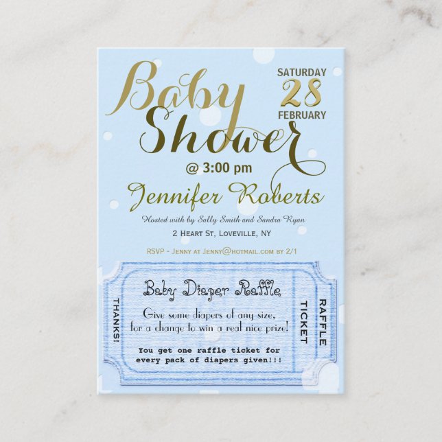 Baby Shower with Diaper Raffle Ticket Enclosure Card (Front)