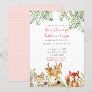 Baby Shower Woodland Animals Boho Deer Fox Bunny Invitation