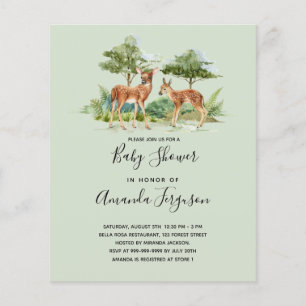 Baby shower woodland animals budget invitation