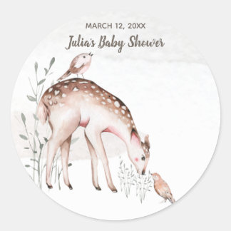 Baby Shower Woodland Animals Classic Round Sticker