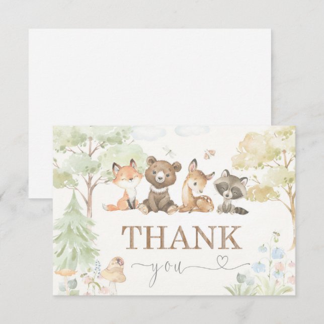 Baby Shower Woodland Animals Thank you (Front/Back)
